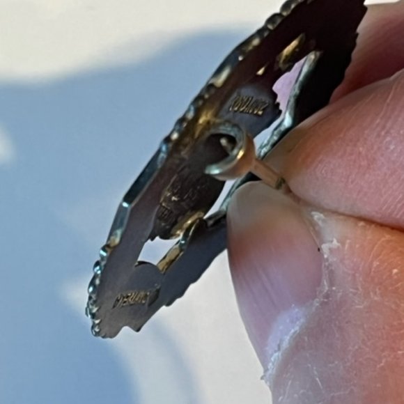 Antique 1902 Sterling Silver C Clasp Enamel pin Royal Coat of Arms - Picture 2 of 5